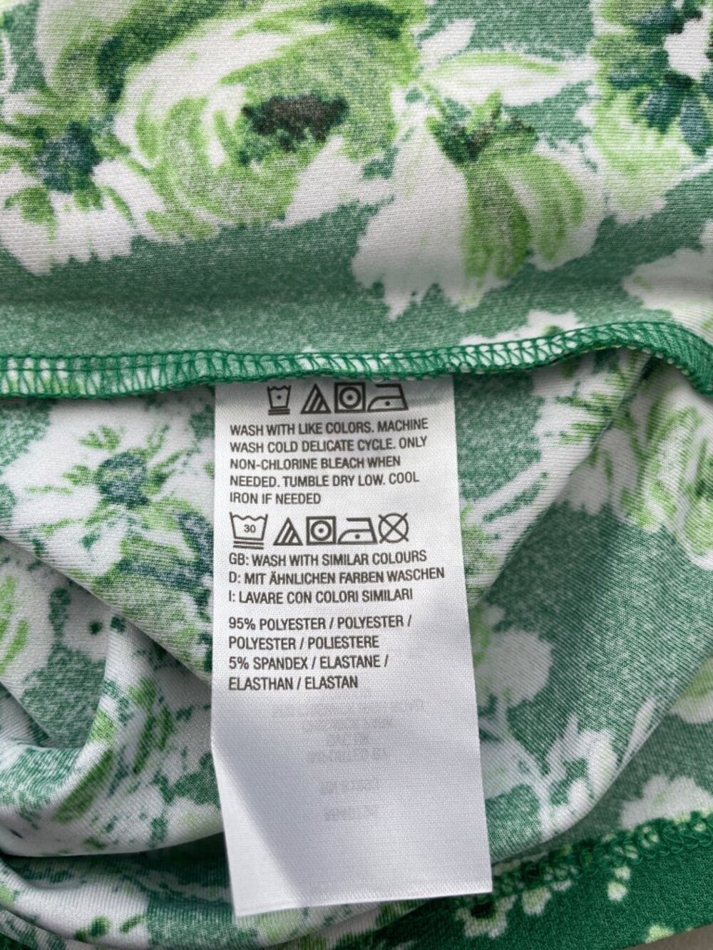 Isaac Mizrahi Live Top 2X Duo Printed Pebble Knit Floral Cap Sleeve Green White - Picture 5 of 8